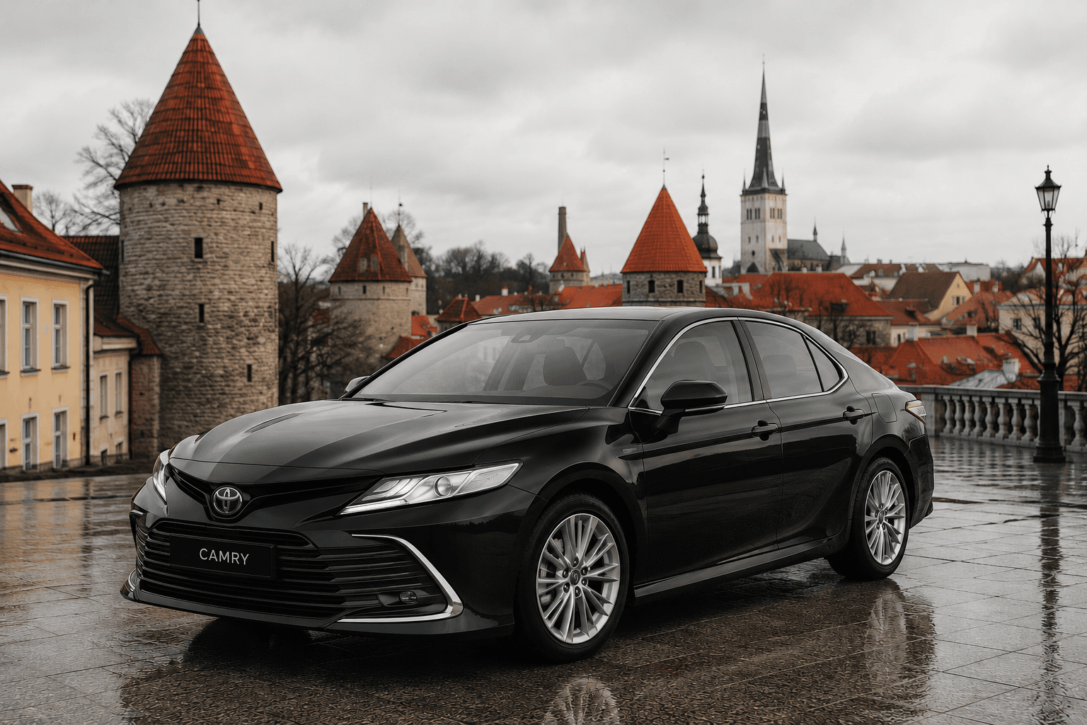 Чёрная Toyota Camry для трансфера из Таллина
