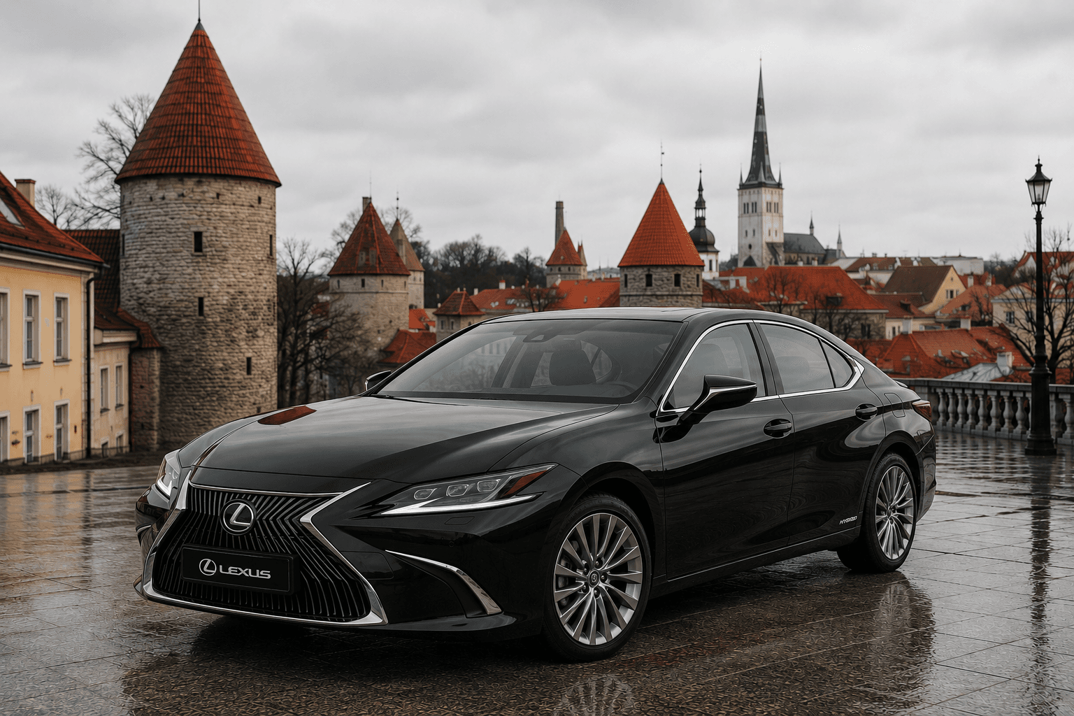 Чёрный Lexus ES для трансфера из Таллина